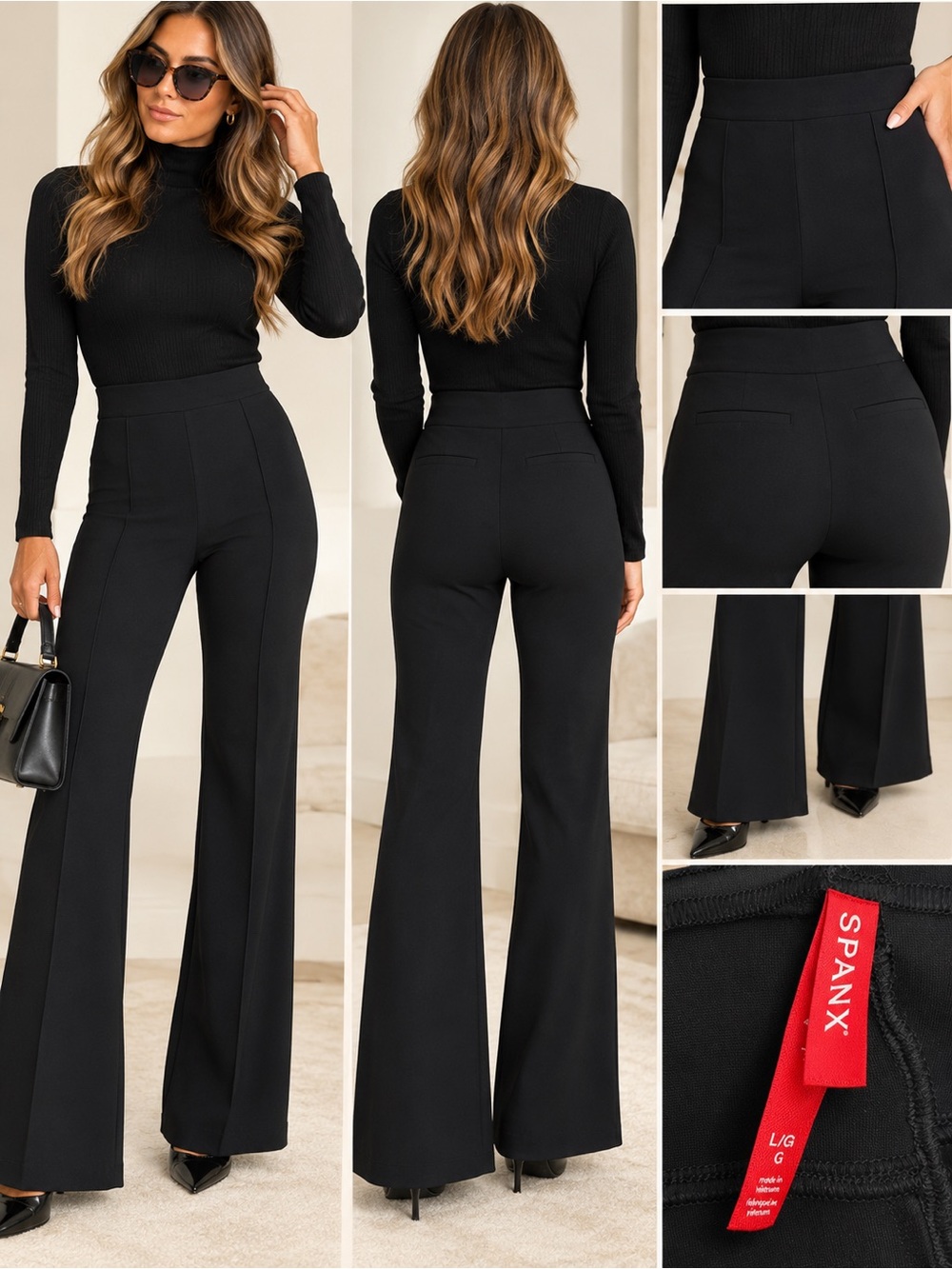 SPANX SPANXsupersmooth PerfectFit Ponte Hi-Rise Black Flare Pant Size Large